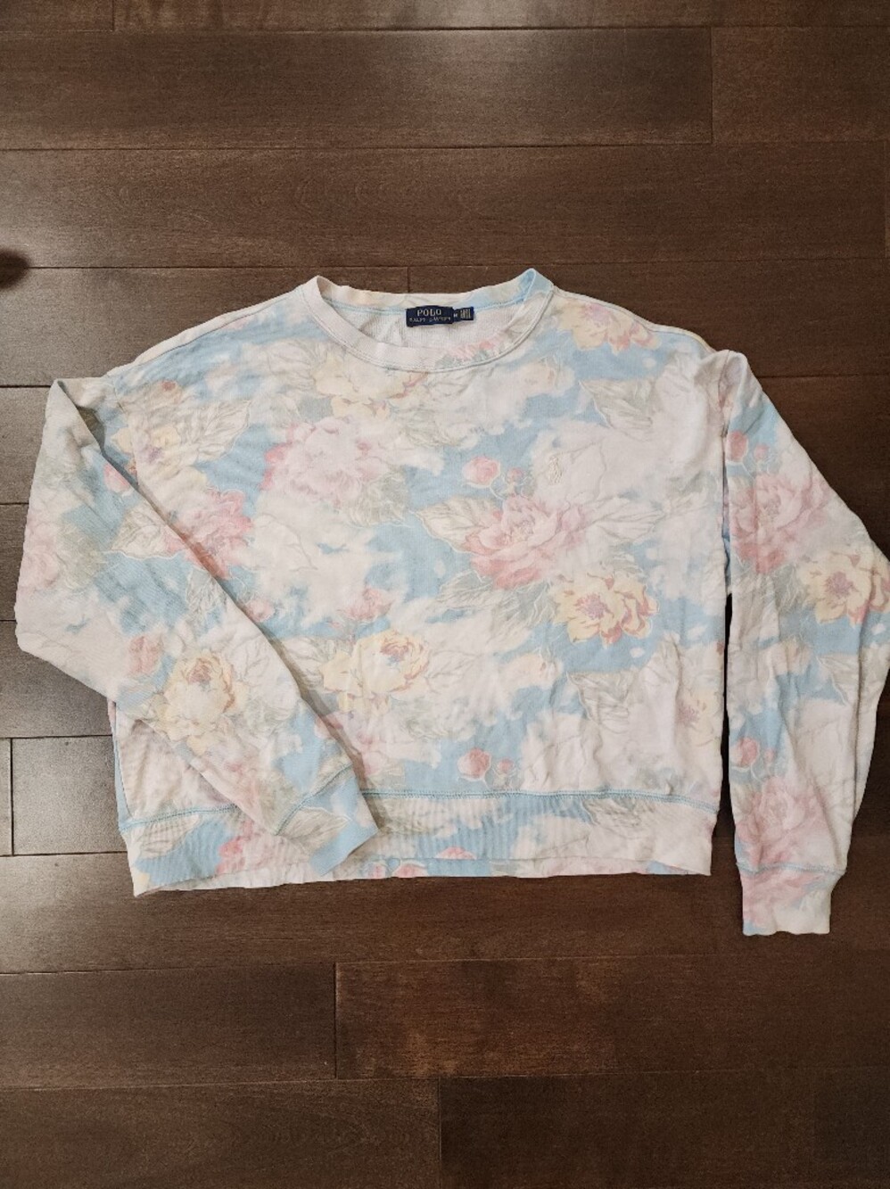 Ralph Lauren Floral Pastel Sweatshirt in Light Blue, Pink & Cream Medium
